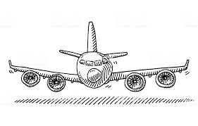 Hand Drawn Vector Drawing Of A Cartoon Airplane Front View Airplane Drawing Cartoon Airplane Paper Airplane Drawing