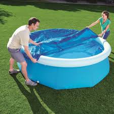 kroger bestway 58033e flowclear fast set 10 foot above ground swimming pool cover blue 1 unit in 2021 best above ground pool pool cover diy swimming pool