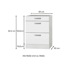 So ist der küchenunterschrank shadow us100 mit seinen maßen von ca. Kuchen Unterschrank Barcelona Ohne Arbeitsplatte 3 Schubladen 60 Cm Weiss Mobel Gunstig De