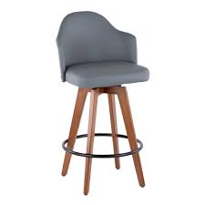 Kealive bar stools set of 2, pu leather counter height bar stools mid century modern kitchen stools breakfast bar chair with backrest and footrest,antique brown 4.7 out of 5 stars 44 $109.59 $ 109. Lumisource Ahoy Mid Century Counter Stool In Walnut And Grey Faux Leather By Lumisource
