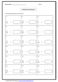 For example write 56% as a decimal or write 1.83 as a percent; Convert Between Fraction Decimal And Percent Worksheets