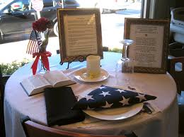 The missing man table will be displayed at our patriot's palooza memorial day party, along with the attached printable, so our guests can honor for the printable of the table setting and ceremony, click on the printable. Honoring The Fallen With A Place At The Table The American Tfp