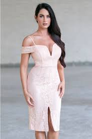 Peach Lace Off Shoulder Dress Cute Peach Pencil Dress Online Lace Pencil Dress Peach Lace Dress Lace Swing Dress