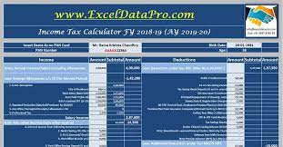 The most important part of income tax is knowing with our income tax calculator, you can roughly estimate how much tax savings you will be able to make when you file for your tax in 2019. Download Income Tax Calculator Fy 2018 19 Excel Template Exceldatapro
