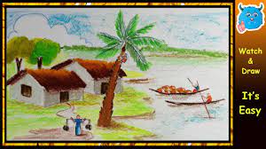 How To Draw Village Scenery Of Winter Season Landscape Drawing Step By Step Youtube Sayataru creation 2 zhyl bұryn +1. how to draw village scenery of winter season landscape drawing step by step