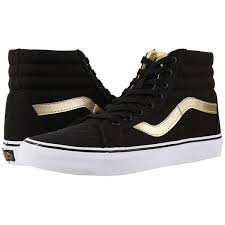 Black And Gold Vans Shoes Vans Sk8 Hi Reissue 50th Black Gold Skate Shoes 63 Liked On Polyvore Featuring Shoes Black And Gold Sneakers Black And Gold Shoes Vans Sk8 Hi Reissue