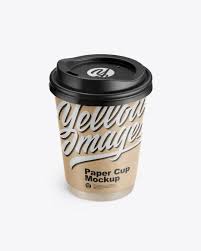 Kraft Coffee Cup Mockup Front View High Angle Shot In Cup Bowl Mockups On Yellow Images Object Mockups Mockup Free Psd Mockup Free Download Mockup Psd