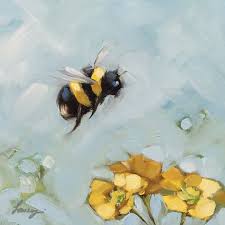 Reserved For Leah Bumblebee Painting Original Impressionistic Oil Painting Of A Bumblebee 5x5 On Panel Bee Art Bees Garden Art Bee Art Bee Painting Whimsical Art