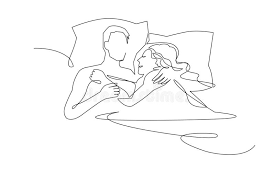 Continuous Line Drawing Beautiful Couple In Sleeping Pose On Pillows Vector Illustration Stock Vector Illustration Of Graphic Line 151937118