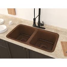 Shop copper kitchen sinks, including double and single bowl sinks. Anzzi Eastern Handmade Copper 32 L X 18 W Double Basin Drop In Kitchen Sink With Basket Strainer Wayfair