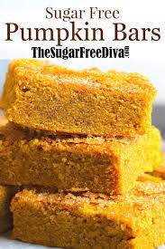 Two teaspoons of pumpkin pie spice can be used instead of the ground cinnamon in this recipe. Sugar Free Pumpkin Bars Sugarfree Pumpkin Bars Baked Homemade Dessert Halloween Fall Recipe Sugar Free Baking Diabetic Friendly Desserts Pumpkin Bars