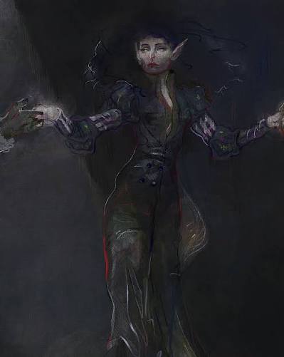 in time for spooky season, here is a necromancer #commission a female  novice necromancer who used her master's grimoire to conquer the land. I  contrasted a tight dress with wild untamed hair