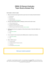 Osha 10 General Industry Test Answer Key