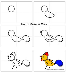 Start off by practicing drawing fruit and vegetables and then move on to drawing more complicated foods. How To Simple Draw A Cock Step By Step For Kids Cute Easy Drawings