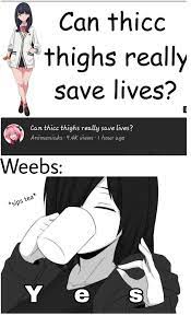 Thicc thighs save lives but thigh highs are my demise : r/Animemes