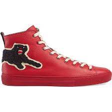 Gucci Leather High Tops With Panthers 9 872 525 Idr Liked On Polyvore Featuring Men S Fashion Men S Shoes Men S Sneakers Red Mens Red Sepatu Kets Sepatu