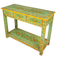 Hand painted bar stools | hug and peace. Spring Garden Hand Painted Tropical Hardwood Console Table