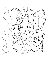 At the foot of a mountain, the brontosaurus family welcomes three babies with different personalities. Dinosaur Cartoon Theropods With Nest Of Eggs Coloring Pages Printable