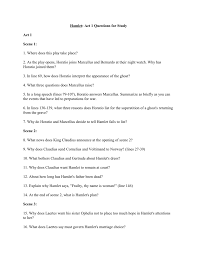 Hamlet Act 1 Questions For Study Act 1