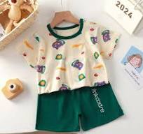 Uxgjfwu Kids Outfit Sets Summer Clothing Sets Cute Pattern Print Round Neck  Shirts Boys and Girls Short Sleeve Shirts Shorts 2-Piece Set