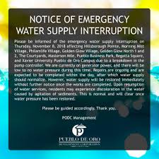 Should i be given notice of the water board before they turn the water off? Notice Of Emergency Water Supply Pdo Water Utility Facebook