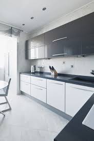 grey and white gloss kitchen by