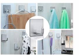 Maybe you would like to learn more about one of these? Buy Adhesive Hooks Heavy Duty Stick On Wall Door Hooks Stainless Steel Wall Hook Towel Hooks And Coat Hooks Self Adhesive Holders For Hanging Kitchen Bathroom Home 4 Pack Online