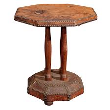 I adore this painted suitcase with added legs. French Leather And Nailhead Side Table For Sale At 1stdibs
