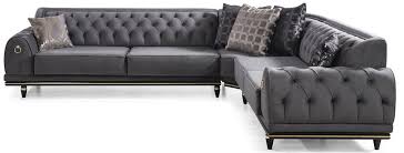 Anthrazit / chrom / longchair links. Casa Padrino Luxus Art Deco Chesterfield Ecksofa Grau Schwarz Gold 320 X 285 X H 82 Cm Edles Wohnzimmer Sofa Mit Dekorativen Kissen Luxus Qualitat