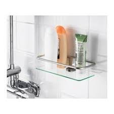 Kalkgrund Chrome Plated Shower Shelf 24x6 Cm Ikea Shower Shelves Glass Bathroom Shelves Glass Shower Shelves