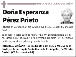 Hace unos días, cuando volvió a prolongarse la cuarentena (anuncios que me producen mucha tristeza por la inmensidad. Esquela De Esperanza Perez Prieto Esquela Esquela En El Correo