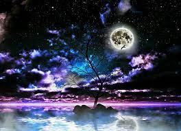 A romantic full moon in darkness, on a beautiful calm night. Omega S Love Yoonmin Completed In 2021 Nature Art Stars At Night Sky And Clouds
