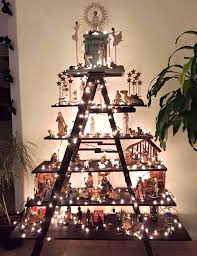 Decorative Ladders Are Currently A Home Decor Favorite And They Will Give You A Rustic Christmas Village Display Christmas Display Creative Christmas Trees