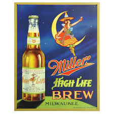 Miller High Life Brew Beer Tin Sign Miller High Life Miller Beer Vintage Beer Signs