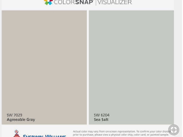 What can i say, sw agreeable is truely a fantastic gray paint color. Agreeable Grey Sea Salt And Serious Grey Our Living Room Living Room Grey Colours That Go With Grey Grey Accent Wall