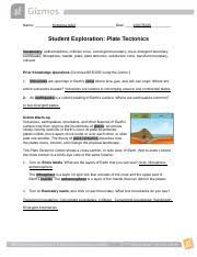 (more)he power of plate tectonics in the form of powerful earthquakes, tsunamis. 7th Platetectonicsse Name Kopylova Nikol Date Student Exploration Plate Tectonics Vocabulary Asthenosphere Collision Zone Convergent Boundary Course Hero