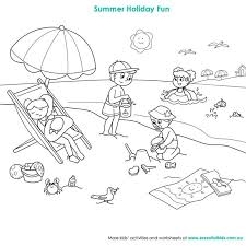 Help your kids to exercise their artistic skills and experiment with colors to produce a bright colorful picture. Beach Scene Colouring Page Http Www Essentialkids Com Au Activities Colouring Pages Beach Scene Col Summer Coloring Pages Beach Coloring Pages Coloring Pages