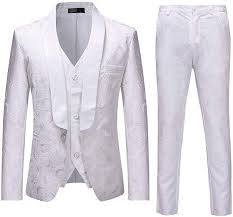 Non è vero che l'uomo indossa sempre lo stesso vestito: Frauit Abito Uomo Elegante Completo Slim Fit 3 Pezzi Blazer Uomini Floreale Pantaloni Stretti Gilet Elegante Abito Da Abiti Da Sposa Abiti Completo Da Uomo