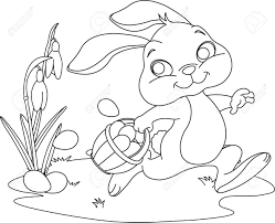 Feel free to print out as many as you want to ensure all your little ones have a fun easter memento they can proudly display. Cute Easter Bunny Hiding Eggs Coloring Page Royalty Free Cliparts Vectors And Stock Illustration Image 9220463
