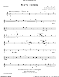 What can i say ___ you're welcome? Brymer You Re Welcome From Moana Arr Mark Brymer Complete Set Of Parts Sheet Music For Orchestra Band
