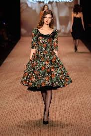 A Model Walks The Runway At Lena Hoschek Show During Mercedes Benz Fashion Week Autumn Winter 2014 15 At Brandenb Berlin Fashion Week Fashion Vintage Dress 40s
