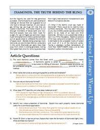 Science Reading 9 Diamonds Truth About Bling Sub Plan Google Slide Pdfs Science Literacy Science Articles Science Reading