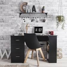 Black Computer Desk Study Table With 3 Drawers 3 Shelves Table Kitchentable Diningtable Marbleta In 2020 Black Computer Desk Computer Table Modern Computer Table