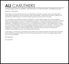 Tv Reporter Cover Letter Sample Cover Letter Templates Examples