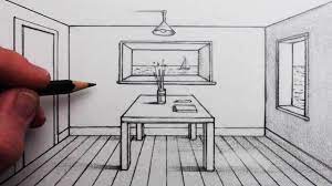 Place the ruler from the vanishing point, to the end of the sheet of paper and drawn a line (i usually do this in pencil). How To Draw A Room In 1 Point Perspective For Beginners Youtube