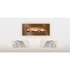 The modern black frame surrounds a wide realistic flame. Belmont 48 Inch Curved Wall Mount Electric Fireplace Overstock 32233975