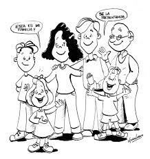 En la primera imagen podemos ver una familia de 5 integrantes, en donde están ambos padres y 3 hijos, de los cuales uno es un bebé. Dibujos Para Colorear En El Dia De La Familia