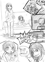 Mama Tsuyu Looking And Worried For Izuku Looking At The News On Tv Baby Ren Is Watch Her Father Battle To My Hero My Hero Academia Tsuyu Deku Boku No Hero