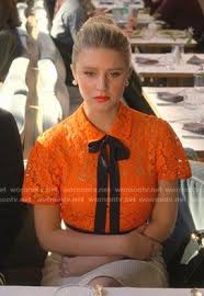 Black And Orange Dress Alice S Orange Lace Dress With Black Tie On The Politician In 2020 Black And Orange Dress Orange Lace Dress Orange Lace Top
