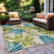 World Rug Gallery 6 X 9 (ft) Green Indoor/Outdoor Floral/Botanical Global Area  Rug 433GREEN6X9 at Lowes.com